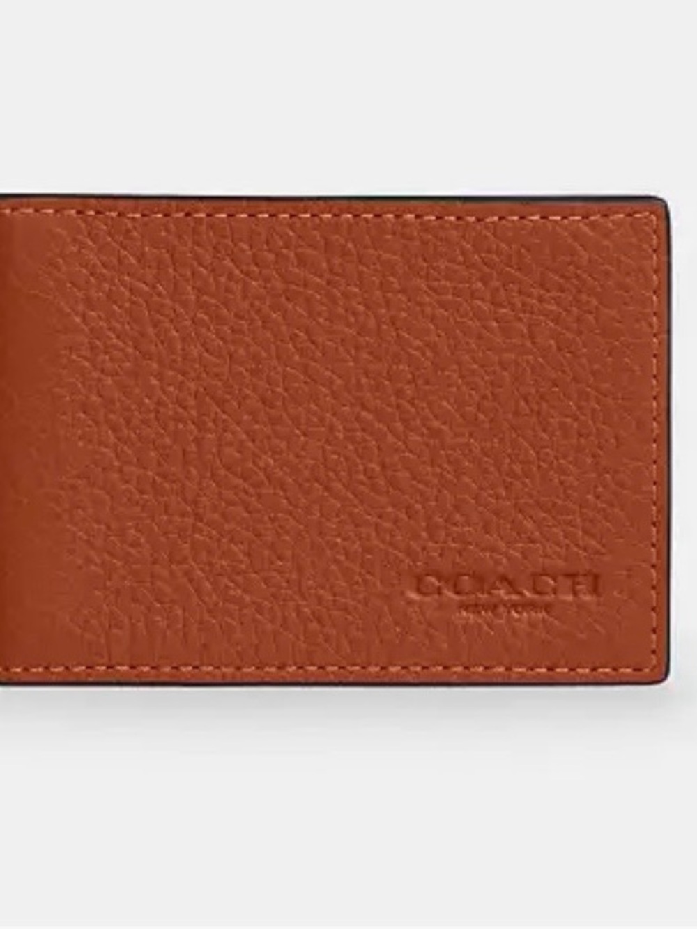Coach Men’s Pebbled Leather Bifold Wallet in Chestnut Brown
